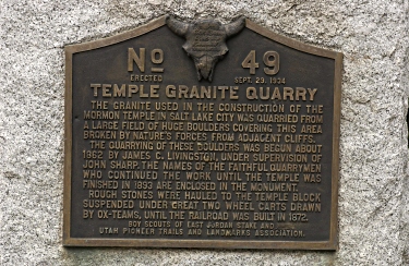Templte Granite Quarry plaque